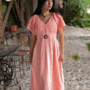Hand-stitched Cotton Dress (Narcissus). Bohemian Style. Super Comfortable and Machine Washable. One Size. FREE SHIPPING!