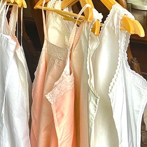 Vintage French Handmade Linen and Cotton Camisoles, Slip Dresses and Sundresses