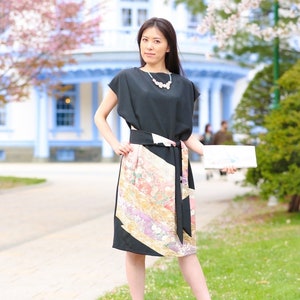 Remake vintage dress, Handmade silk dress, Japanese kimono dress, Kimono antique dress, US6~8