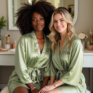 Bridesmaid Robes | Satin Personalize Robes, Wedding Robes, Bachelorette Party Robes, Bridesmaid Gift, Bridesmaid Proposal, Birthday Robes