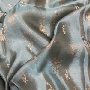 Pure Mulberry Silk Fabric By The Yard | Natural Silk, Handmade Silk In Vietnam | Silk For Crafting Dress | Baby Blue Floral Mulberry Silk