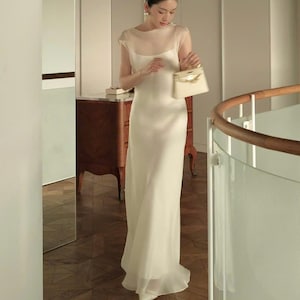 Ivory Dress - Midi Dress - Bridesmaid Dresses - Silk Dress - Simple Wedding Dress - Engagement Dress - Slip Dress - Gift for her